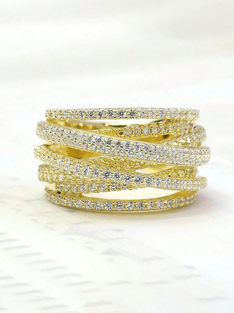 Zirkonia Silber Ring aus mehreren Schichten