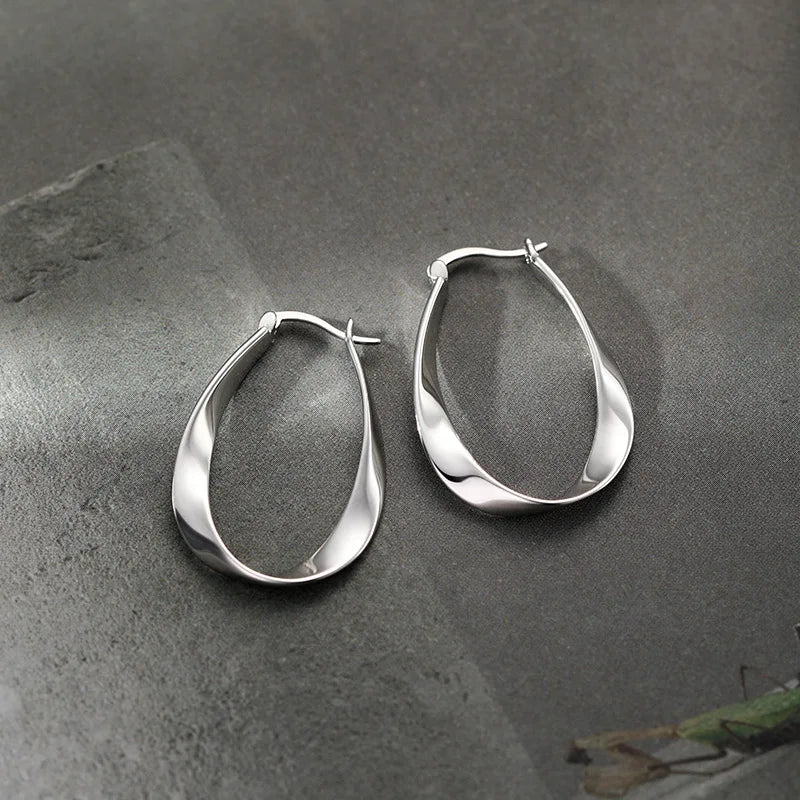 Gedrehte Tropfen-Creolen 925 Silber