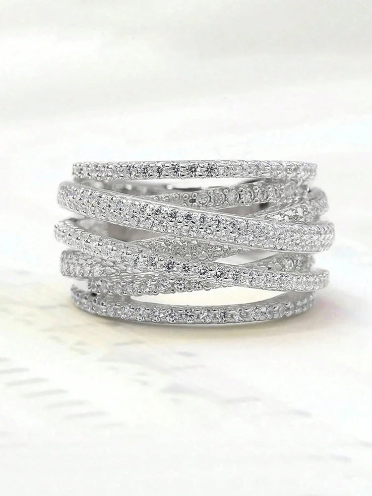 Zirkonia Silber Ring aus mehreren Schichten