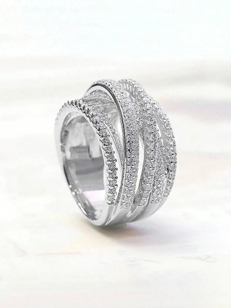 Zirkonia Silber Ring aus mehreren Schichten