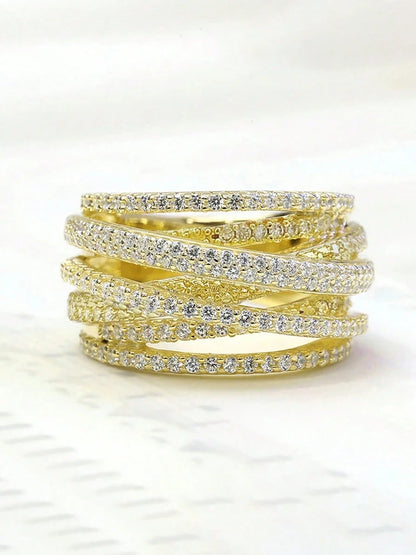 Zirkonia Silber Ring aus mehreren Schichten