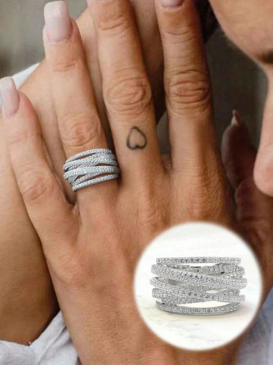Zirkonia Silber Ring aus mehreren Schichten