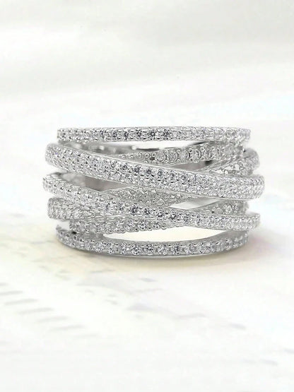 Zirkonia Silber Ring aus mehreren Schichten