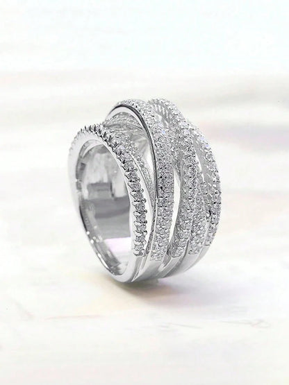 Zirkonia Silber Ring aus mehreren Schichten