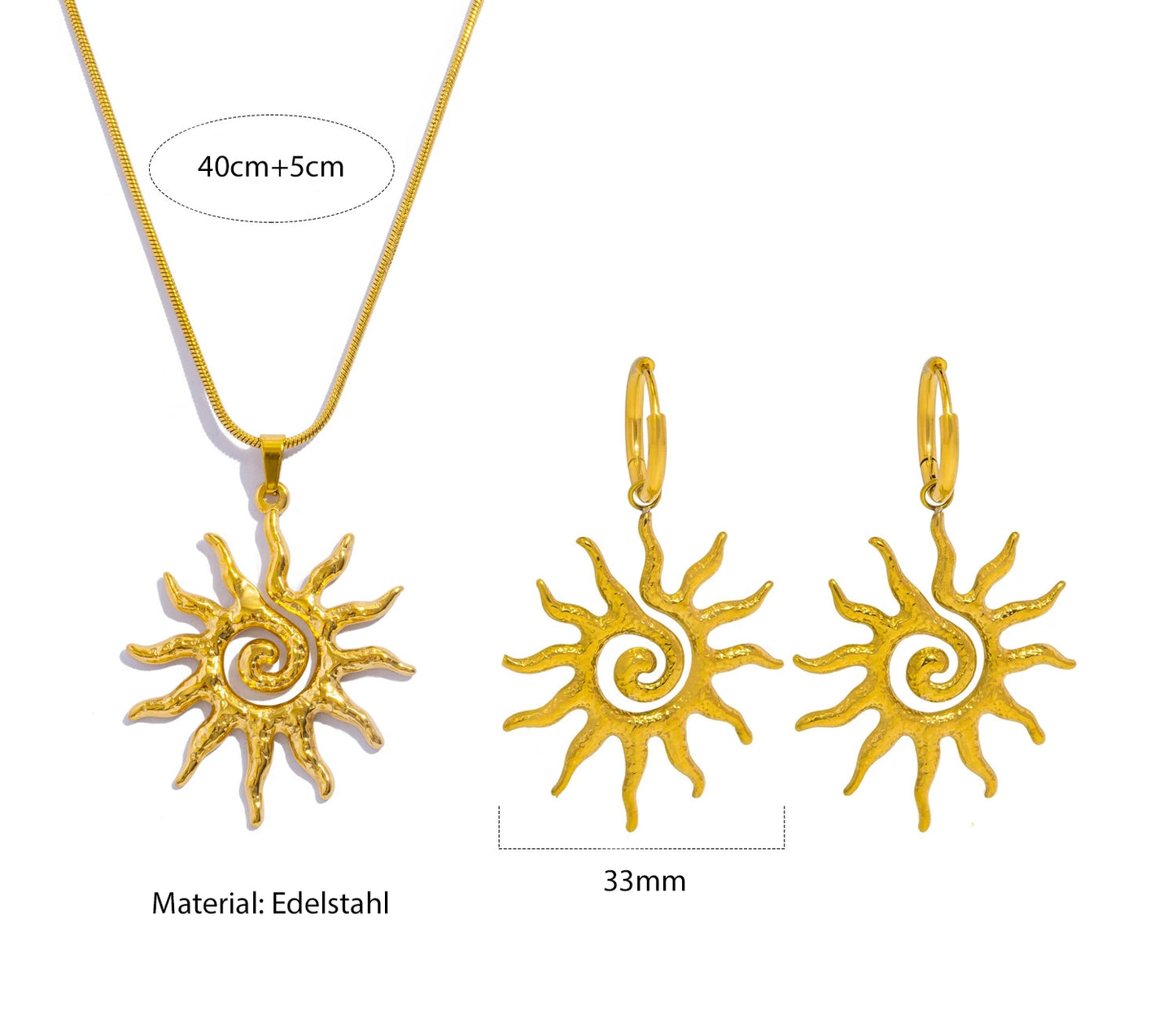 Sonnenamulett und Ohrringe