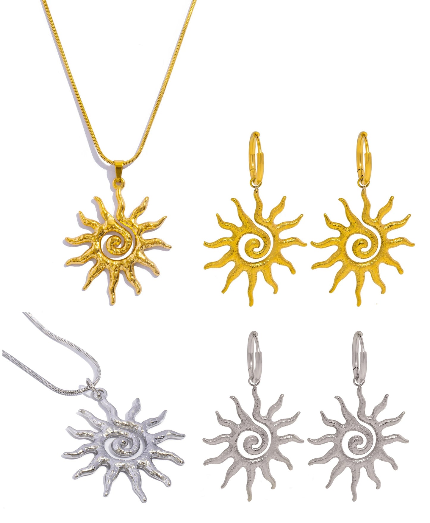 Sonnenamulett und Ohrringe